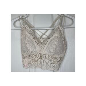 Victoria Secret Pink lace ivory with gold accents bralette XS